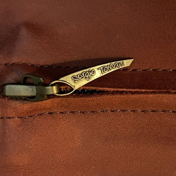 Sergio Tomani W sz 41/10-10.5 Knee Hi Tall Boots Shoes Red Burgundy Leather Zip - Picture 4 of 14